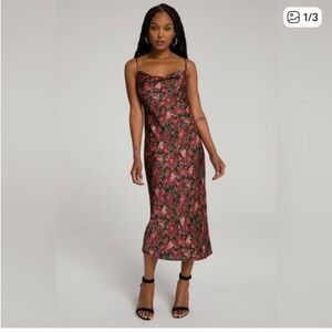 Good American Red and Black Floral Dress